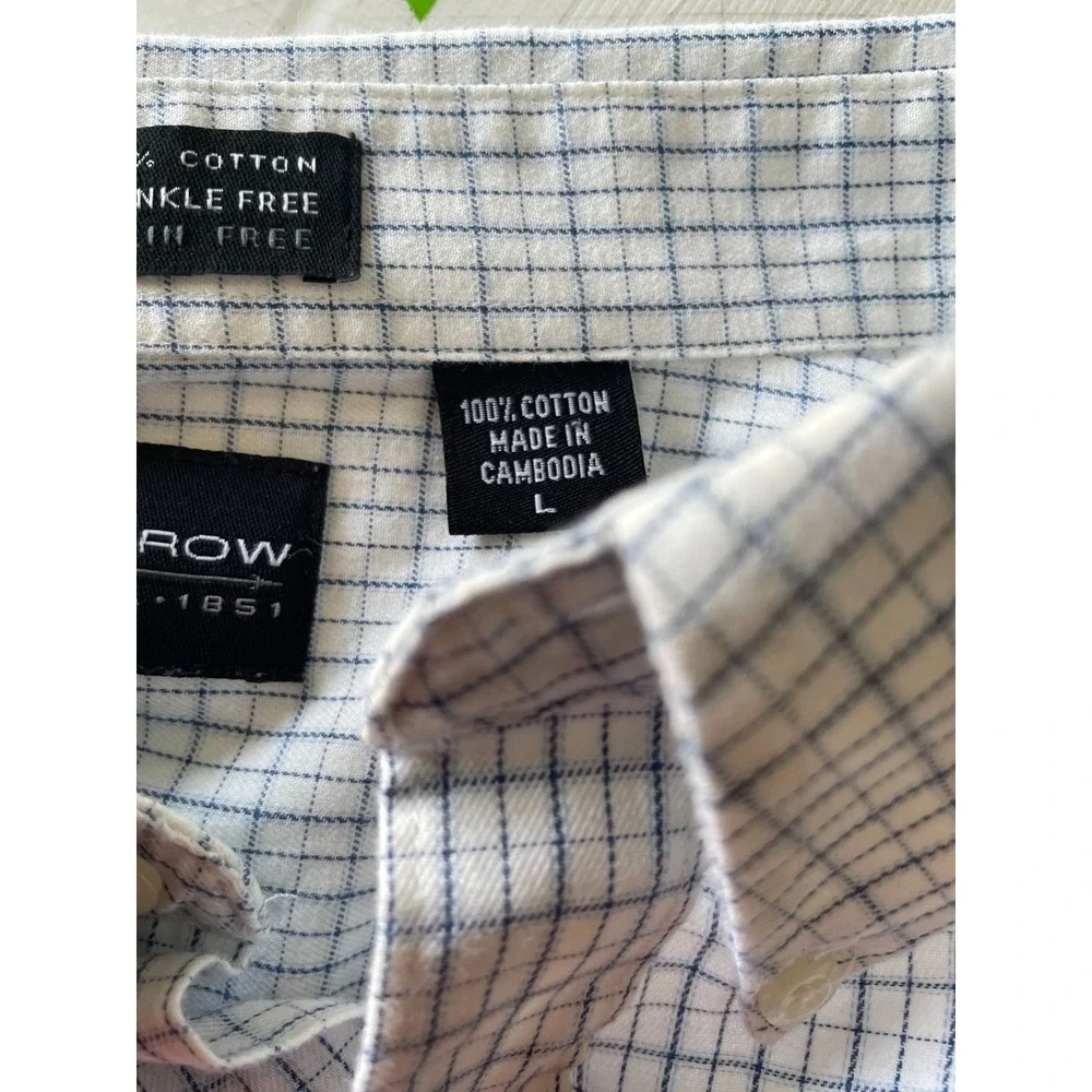 Arrow Shirt Men's LargeBlue Plaid Cotton‎ Long Sleeve Button Down